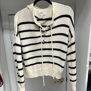 Nordstrom Cream and Black V-Neck Sweater